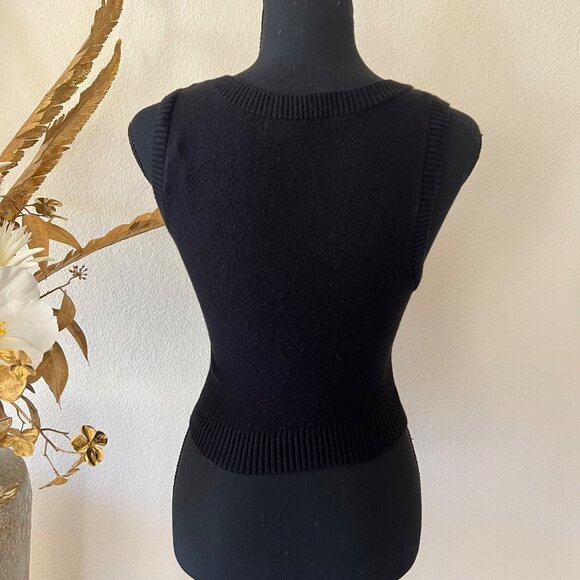 Cropped Argyle Knit Deep V-Neck Thick Sweater Vest Black Red Pink XS - Picture 3 of 6